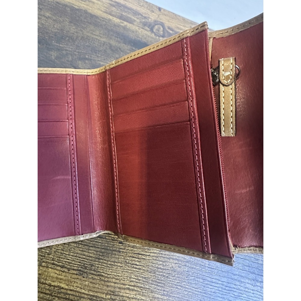 Coach Soho Buckle Trifold Wallet Saddle Brown Leather Deep Red Inner Vintage Y2K - Picture 13 of 16